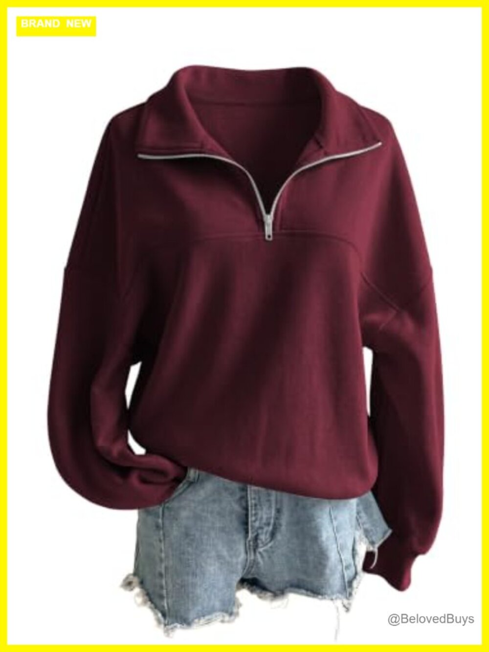 SHEWIN Women's Quarter Zip Fleece Pullover Sweatshirt Oversized Half Zip Hoodie